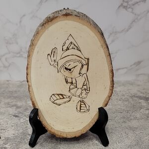 Vintage Marvin the Martian wood burned image